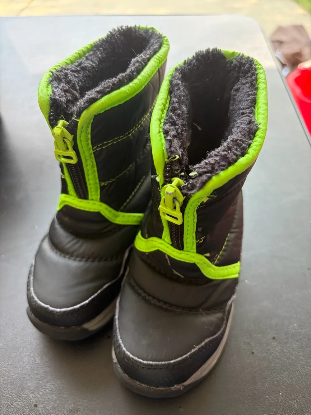 Toddler Black and Neon Green Winter Boots